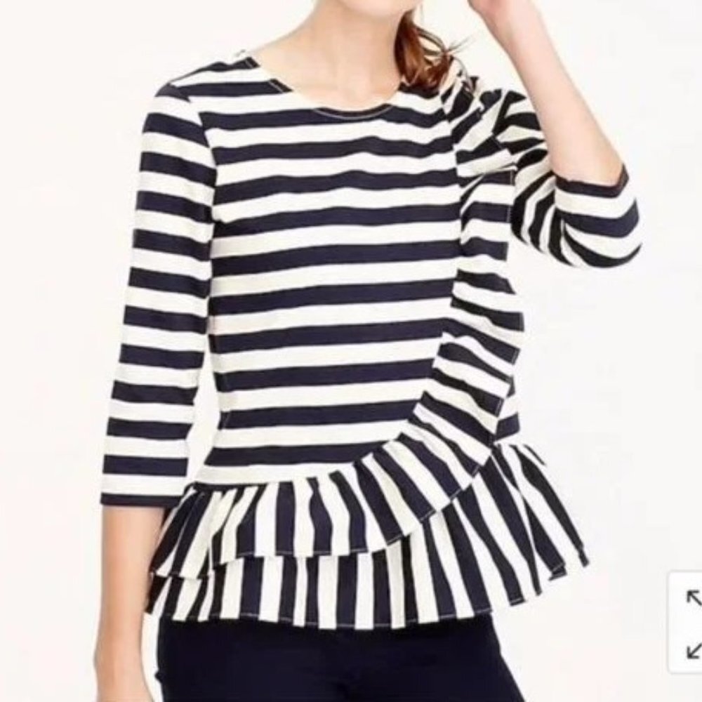 J. Crew Navy and White Striped Blouse